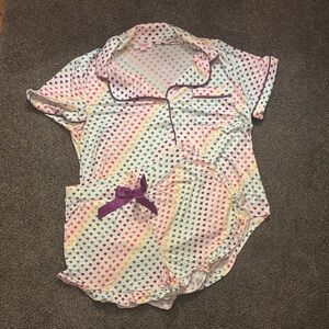 Rainbow Hearts Ruffle shorts Pajama Set